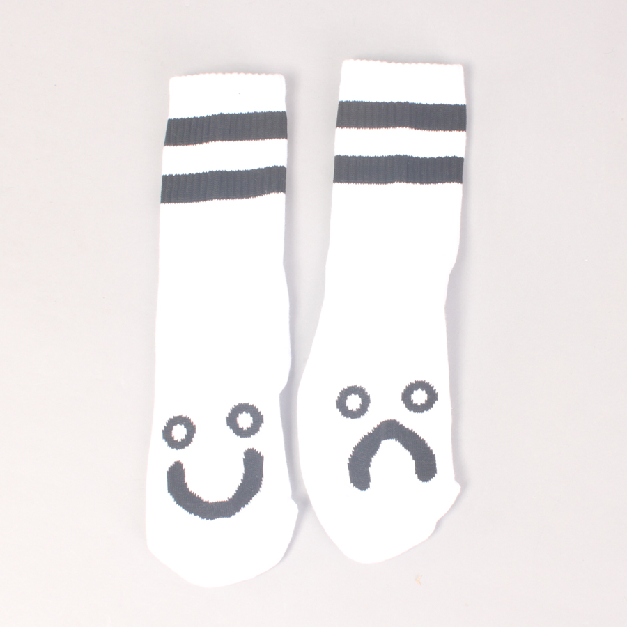 Polar Skate Co Happy Sad Socks - White Polar Skate Co Happy Sad Socks - White
