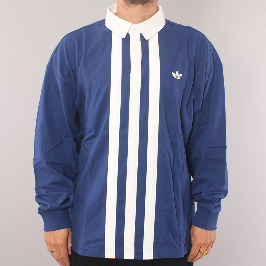 Adidas Skateboarding Rugby Jersey LS Polo Shirt - Blue/White Adidas Skateboarding Rugby Jersey LS Polo Shirt - Blue/White