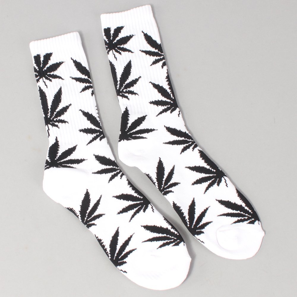 Huf Plantlife Crew Socks - White/Black Huf Plantlife Crew Socks - White/Black