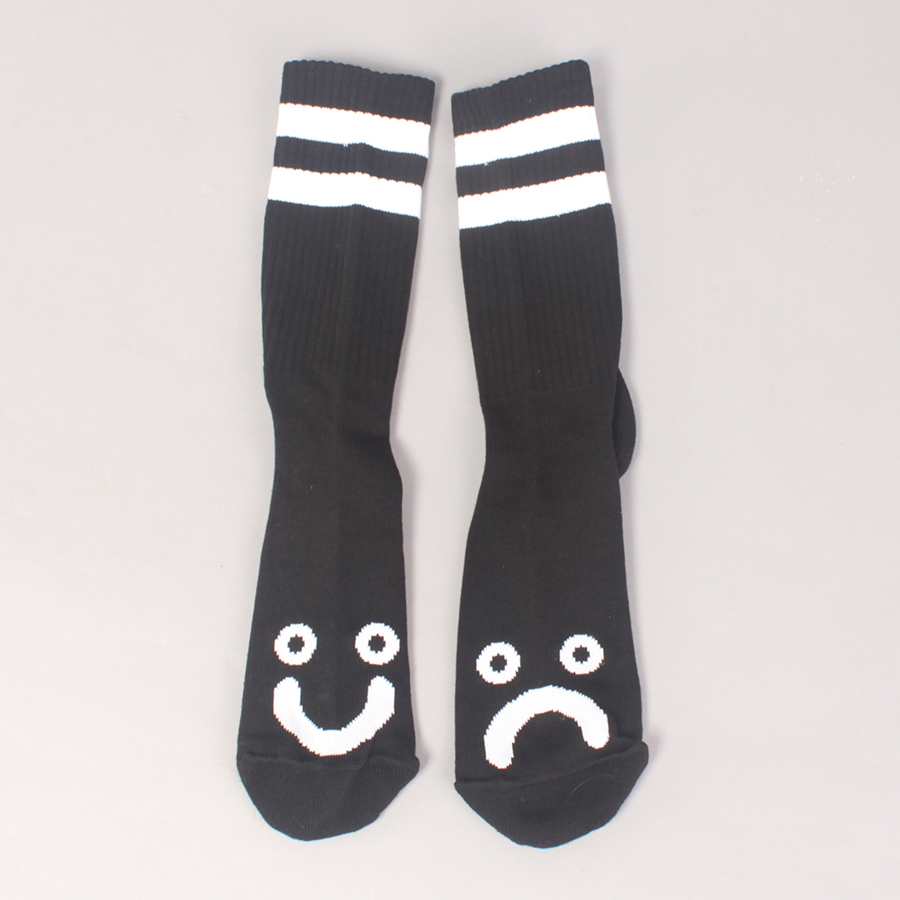 Polar Skate Co Happy Sad Socks - Black Polar Skate Co Happy Sad Socks - Black